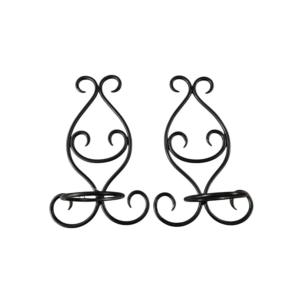 NWT - Hobby Lobby Brown Wrought Iron Scroll Wall Sconce Candle Holders Set of 2